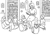 Дети сели кружком вокруг воспитательницы с книгой