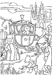 Кот в сапогах врёт королю и принцессе, что у маркиза Карабаса украли одежду во время купания