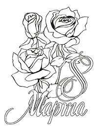 Открытка-раскраска к 8 марта с розами