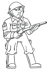 Раскраска Серьезный военный