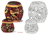 Раскраска Сахарницы. Хохлома