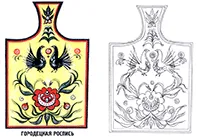 Раскраска Разделочная доска. Городецкая роспись