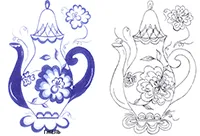 Раскраска Кофейник. Гжель