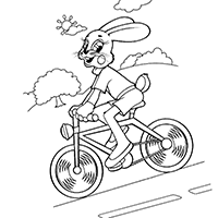 Заяц катит на велосипеде