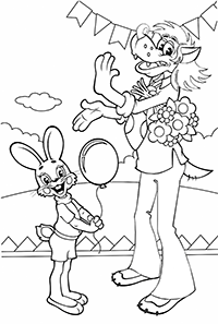 Волк с букетом аплодирует Зайцу