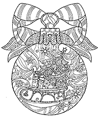 Елочный шар с рисунком: наряженная ёлка в санях