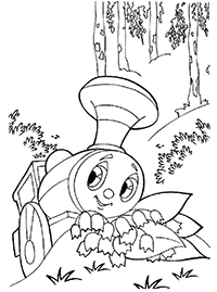 Паровозик на лесной поляне с ландышами