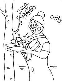 Женщина-пассажир с букетом ландышей