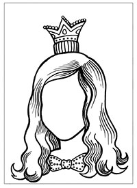 Дорисуй портрет: девушка с короной и бантом