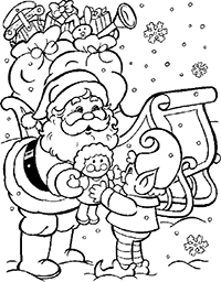 Санта-Клаус дарит эльфу подарок