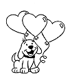 Собака с шариками-сердечками