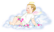 Малыш-ангелок спит на облачке