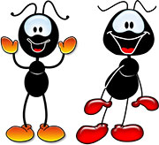Пара весёлых черных муравьёв