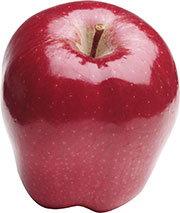 Красное яблоко с блестящей кожицей