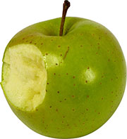 Яблоко с откусанным кусочком