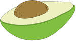 Половинка авокадо с косточкой. Клипарт (GIF)