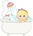 Девочка-блондинка купается в ванне