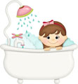 Девочка-шатенка купается в ванне