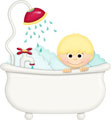 Мальчик-блондин купается в ванне