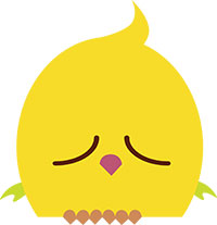Желтая птичка с закрытыми глазами