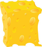Прямоугольный кусок сыра. Картинка в формате PNG на прозрачном фоне