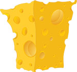Кусок сыра с огромными дырками. Картинка в формате PNG на прозрачном фоне