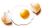 Яичница и половинки разбитого яйца