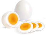 Два варёных яйца: целое и нарезка