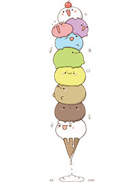 Башня из разноцветных шариков мороженого на вафельном рожке