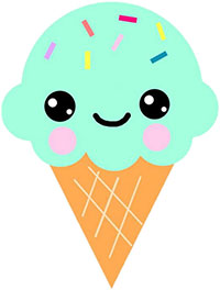Веселое мороженое в разноцветной посыпкой в вафельном рожке