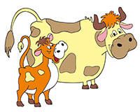 Корова Мурка и телёнок Гаврюша
