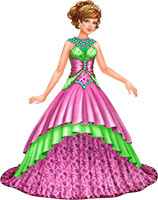 Принцесса в платье цвета фуксии с зеленым лифом без рукавов
