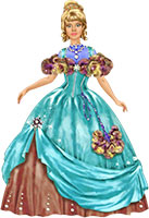 Принцесса в бальном платье цвета морской волны с юбкой цвета кофе с молоком