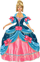 Принцесса в сине-розовом платье с темно-розовыми бантами