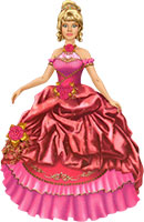 Принцесса в красно-розовом платье