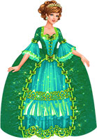 Принцесса в платье малахитового цвета с бантиками