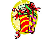 Санта спрятался в подарочную коробку