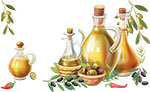 Оливки и оливковое масло. Рисунок в формате PNG