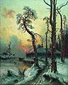 Клевер Ю. Ю. Зимний пейзаж с рекой и домами. 1914