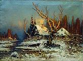 Клевер Ю. Ю. Зима. Зимний пейзаж с избушкой. 1897
