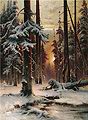 Клевер Ю. Ю. Зимний закат в еловом лесу. 1889