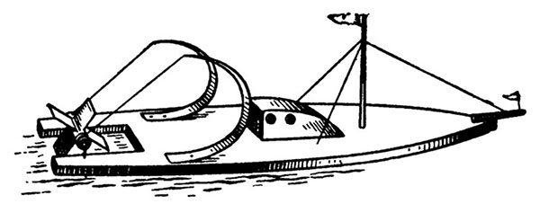 Модель лодки с гребным колесом