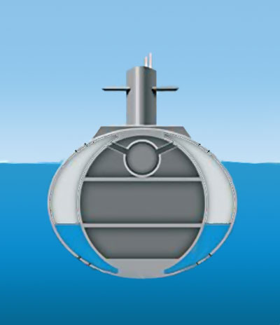 Подводная лодка в поперечном разрезе