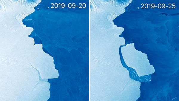 От ледника Эймири в 2019 году откололся самый крупный за последние 50 лет айсберг.